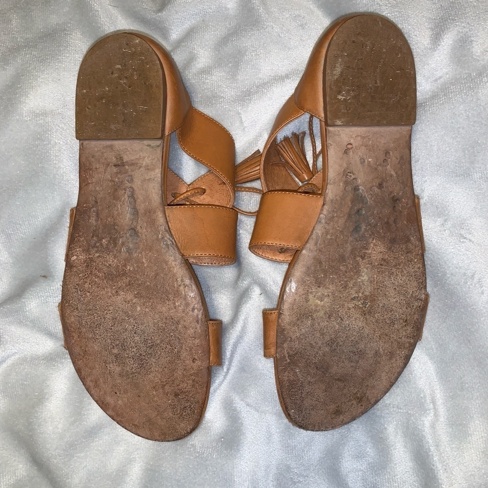 Madewell et x sazane Women's Tan Leather lace up Strappy flat Sandals Brazil - Picture 5 of 8